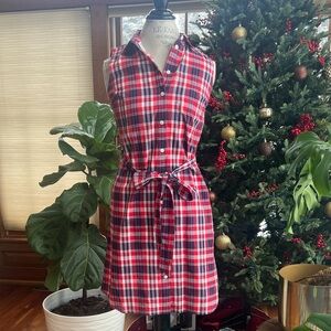 J. Crew Red White Blue Plaid Button Dress NWT Women’s 0 patriotic FOJ pockets